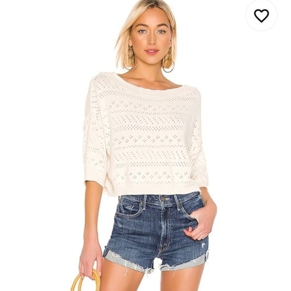 Free People Sand Castle Pointelle Cropped Boxy Knit Sweater - Picture 5 of 17